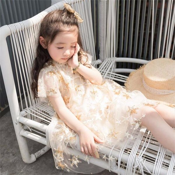 

2 7 years of girl dresses baby girls star shawl fairy kids for princess wedding party clothes, Red;yellow