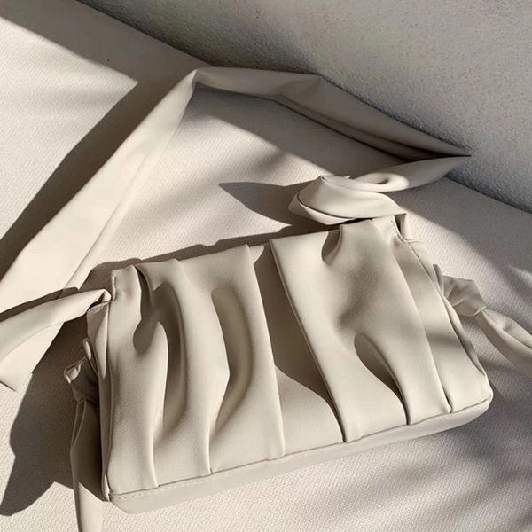 

design hand pleated cloud wide shoulder belt pleated multi-purpose cowhide square single shoulder messenger handbag, Red;black