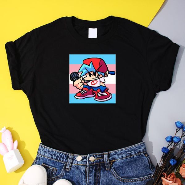 

women's t-shirt anime friday night funkin t shirt women cotton manga print tees female oversized harajuku cartoon clothing, White