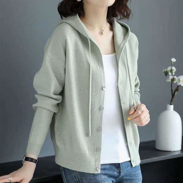 

women's sweaters cardigan hooded spring autumn solid single breasted long sleeve ladies casual knitted wear for female tjao, White;black