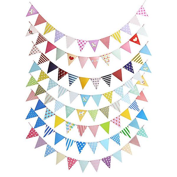 

party decoration multicolor cartoon pennants bunting banner wedding valentine's day kids birthday flags hang garland supplies