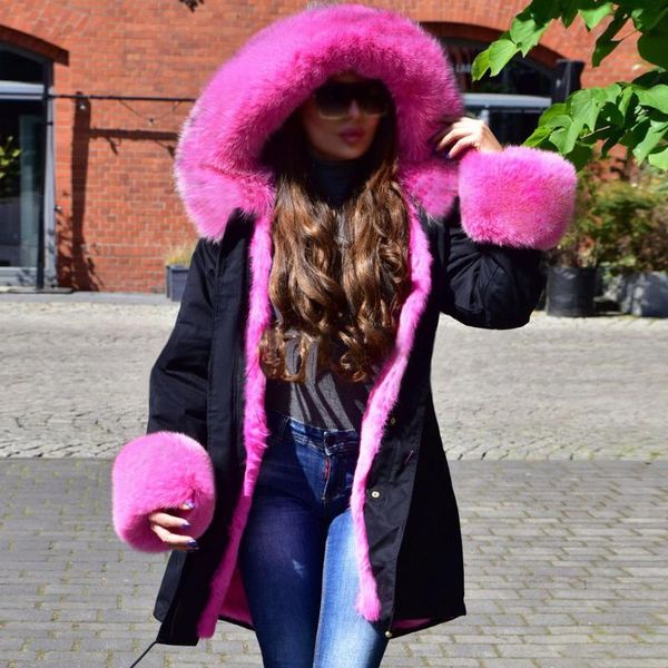 

women's fur & faux western style imitation overcoat autumn winter fashion thicken keep warm loose casual african zipper with hood long, Black