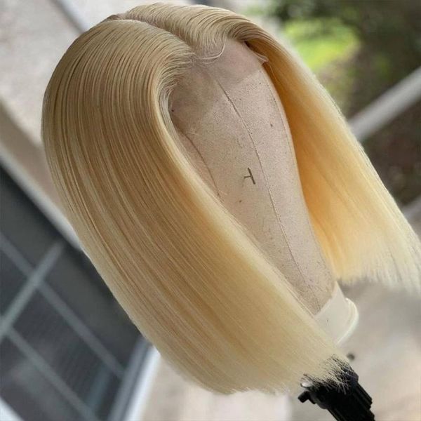 

shinelady 13x1 hairline lace wig 100% brazilian t part human hair wigs pre-plucked bleached knots blonde bob for women, Black;brown