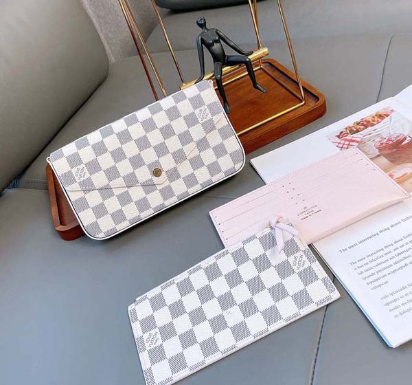 

designer handbags shoulder bag totes 3pcs set pochette accessories brown flower messenger chain strap cross body ladies flap purse clutch wi