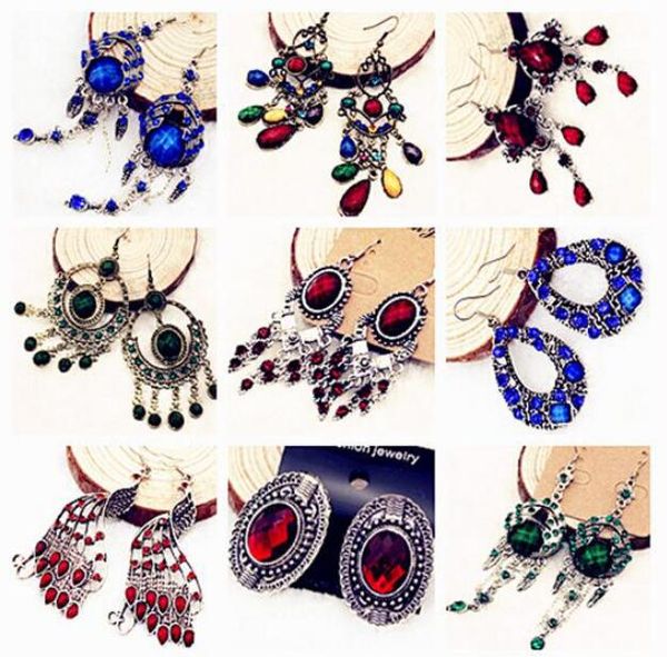 

mix styles colors 10pairs/lot fashion dangle chandelier earrings for woman diy gift craft jewelry ea06, Silver