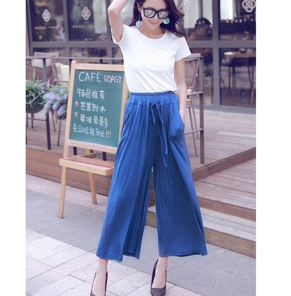 

women's pants & capris women wide leg loose female casual straight trousers with belt plus size leisure ladies solid nine minutes of, Black;white