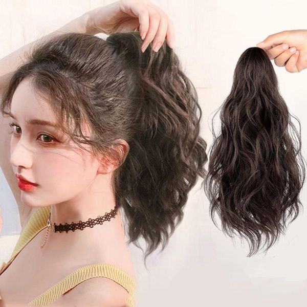 

synthetic wigs houyan clip curly hair short ponytail wig piece female can tie fake, Black