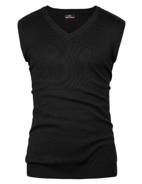 

men's vests jones fashion slim fit pullover sleeveless v-neck knitting vest, Black;white