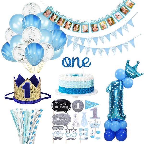 

year old birthday party decor foil balloon globos banners paper garland gender reveal kid baby shower decoration