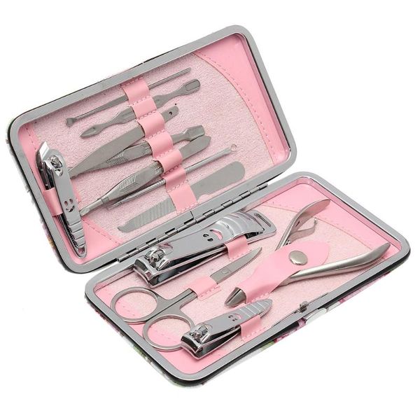 

nail art kits 12pcs pedicure/manicure set clippers cuticle pusher grooming kit tools with case file polish