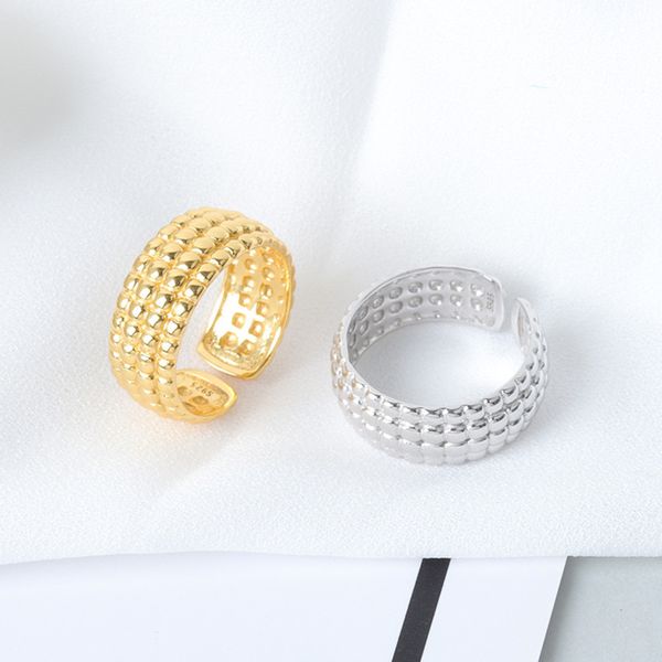 

s925 silver cold style ring simple grain multilayer extremely girls jewelry women ftnc