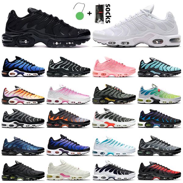 

plus tn men running shoes outdoor sneakers atlanta kaomoji triple white volt red black gradient oreo hyper blue web sports women trainers si, White;red