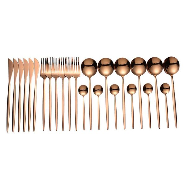 

spklifey stainless steel cutlery complete set 24 pcs rose gold tableware fork spoon knife dinnerware sets