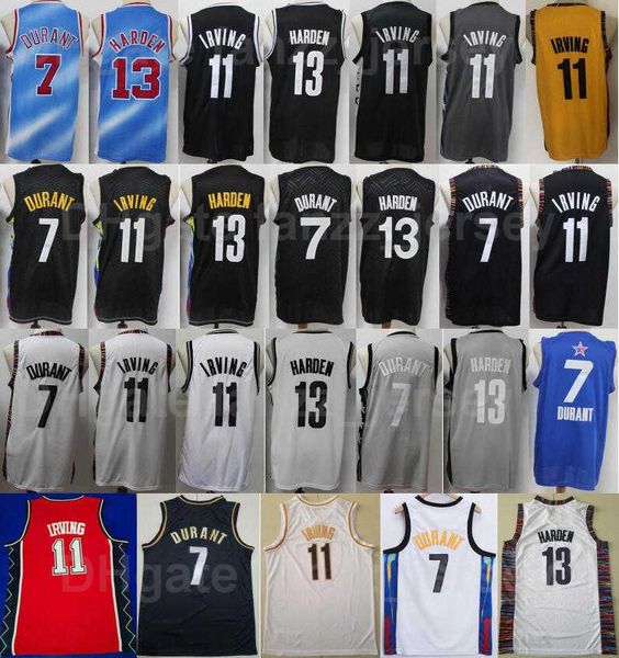 

men basketball jersey kevin durant 7 james harden 13 kyrie irving 11 team color blue white black red grey yellow all stitched breathable pur