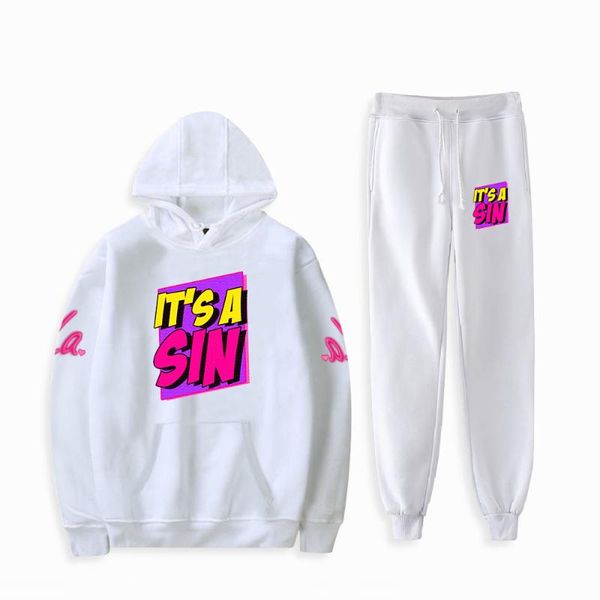 

men's hoodies & sweatshirts it's a sin sweatshirt two piece set hoodie+jogger pant harajuku streetwear 2021 tv series fashion clot, Black