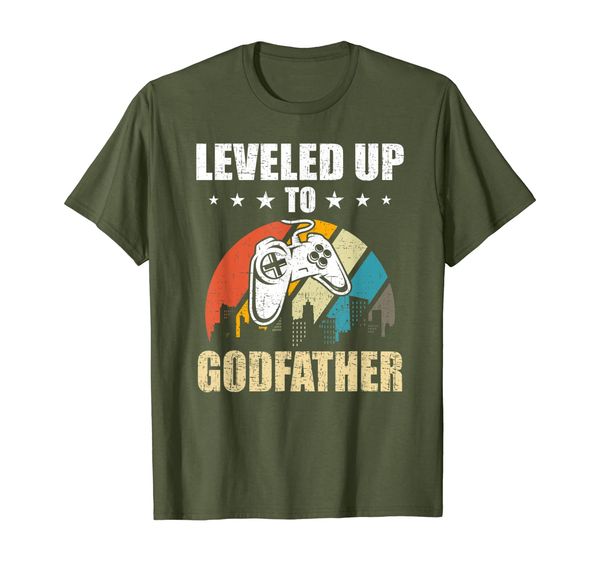 

leveled up to godfather funny video gamer gaming gift t-shirt, White;black