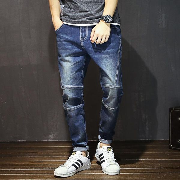 Jeans masculinos de tamanho grande homens soltos jogadores de streetwear harém cargo cargo calça de jeans de tornozelo vaqueros pantalones homme e561men's