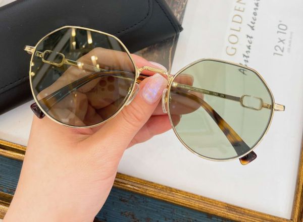 

2043 chain sunglasses gold frame light green lens gafas de sol women fashion sun shades uv400 protection with box, White;black