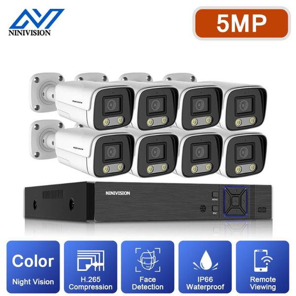 

camera security system dvr kit 5mp 8ch outdoor full color night vision ahd video surveillance set xmeye wireless kits