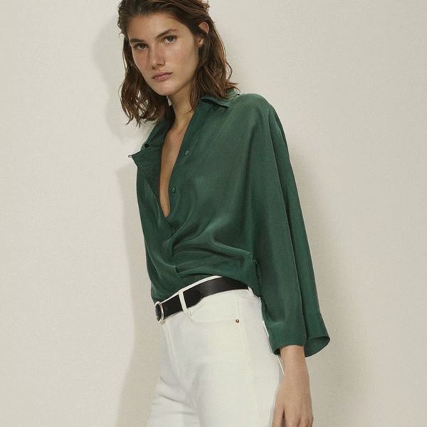 

shirt simple-colored batwing blouse for ladies, White