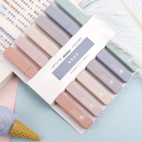 

fountain pens 6pcs/set soft tip highlighter light color kawaii marker pen diy po journal fluorescent student stationery