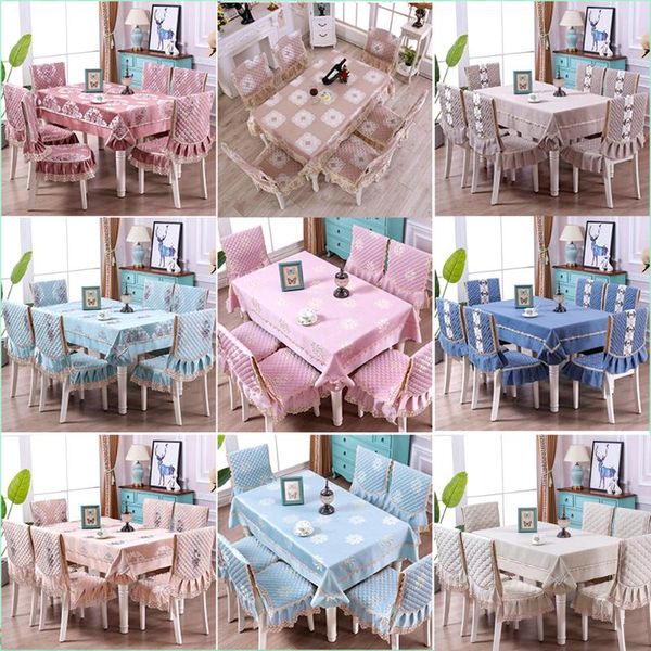 

table cloth european non-slip dining round rectangle cover cushion 18 styles 1pcs tablecloth 6pcs chair bundle sale