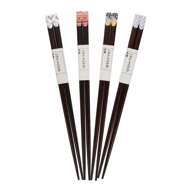 

chopsticks 4 pairs japanese style printed wood home tableware