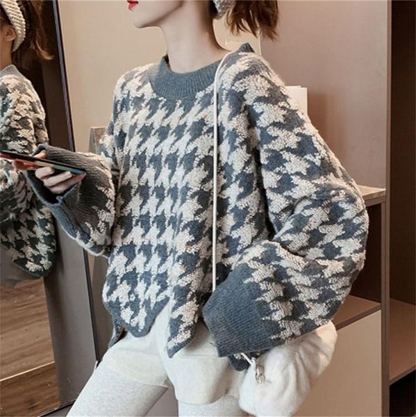 

women's sweaters 2021 autumn and winter lazy wind irregular head sweater short thick loose ride plus size clothes korean, White;black