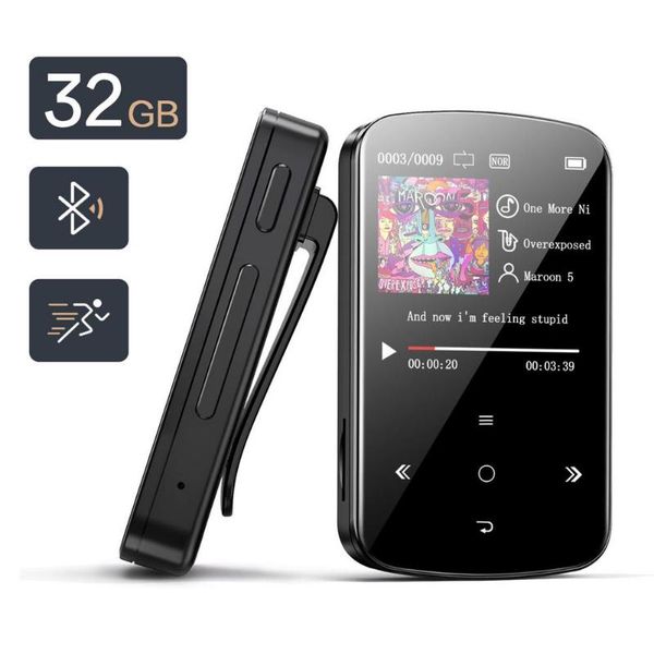 

mini clip bluetooth 5.0 mp3 player portable music lossless hifi sound audio with fm radio pedometer function & mp4 players