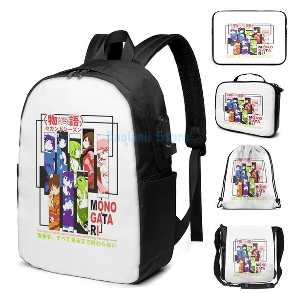 

funny graphic print monogatari usb charge backpack men school bags women bag travel laptop