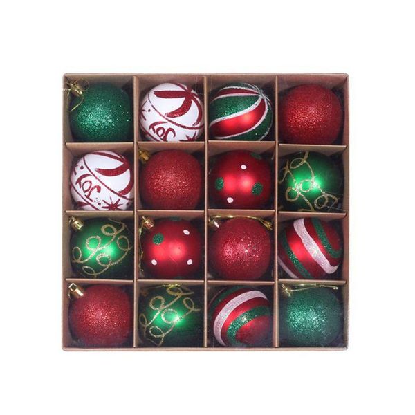 Decoração de festa 16pcs/conjunto Big Christmas Balls Ornamentos com decoração de corda pendurada Festival de ouro rosa de plástico azul Ano