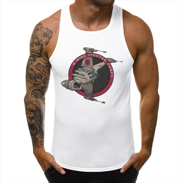 

b wing fighter corps men tank vintag plane printed sleeveless garment singlet casual clothing fashion cool vest, White;black