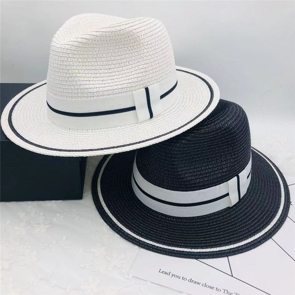 

panama hat summer foldable black and white flat brim men's women's beach holiday straw sun, Blue;gray