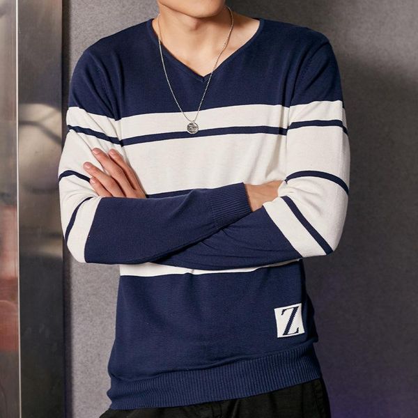 

men's vests casual sweater o-neck striped slim fit knittwear 2021 spring mens sweaters pullovers pullover men pull homm -3xl, Black;white