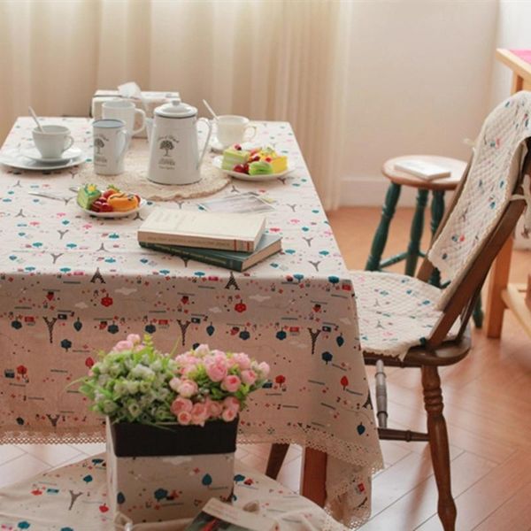 

cotton linen print trees eiffel tower handmade tablecloth cover home deco 170104f table cloth