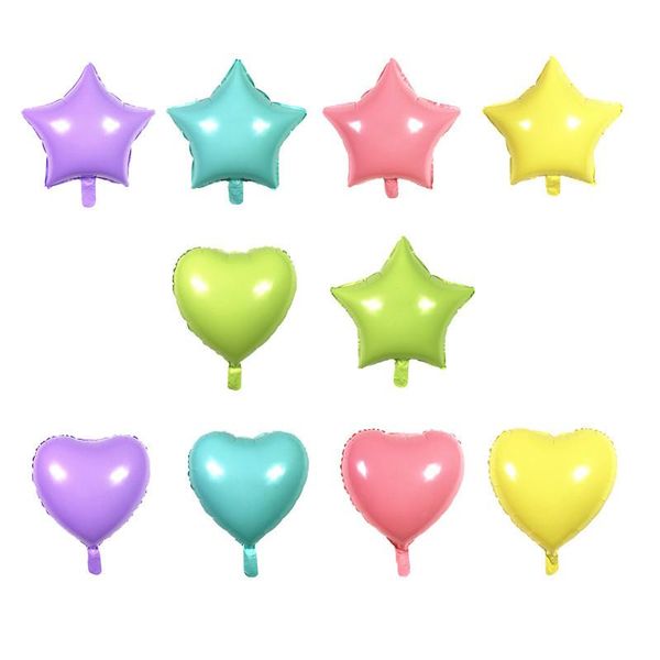 

party decoration 5-10pcs 18inch candy macaron love heart star shaped foil balloon wedding baby birthday ice cream color inflatable balloons