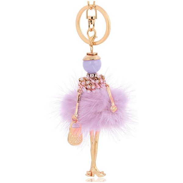 

keychains design purple fur keychain car key chain charms ring pendant for women handbag keyring gift wholesale, Silver