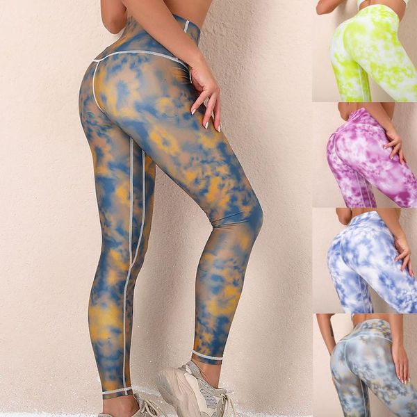 

yoga outfit women's workout leggings fitness sports gym running trousers print hip lift high waist casual chiffon with pockets pants