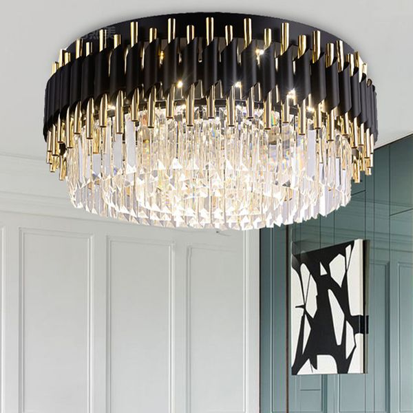 Черная современная хрустальная люстра для потолка большой гостиной спальня Cristal лампа роскошный дом декор светодиодный свет