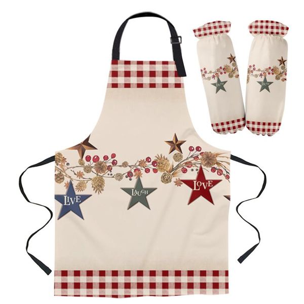 

aprons american country style retro red plaid sleeveless kitchen women pinafore home cooking baking waist bib custom apron