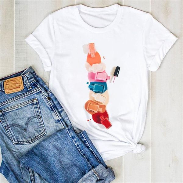

fingernail 3d cute fashion womens t shirts kawaii summer clothes graphic, White
