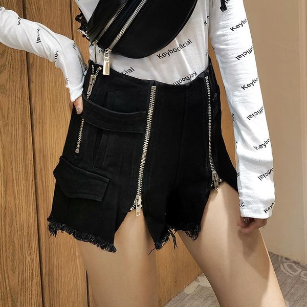 

women's jeans zipper high waist denim shorts versatile casual pants personality fashion trend boyfriend for women, Blue