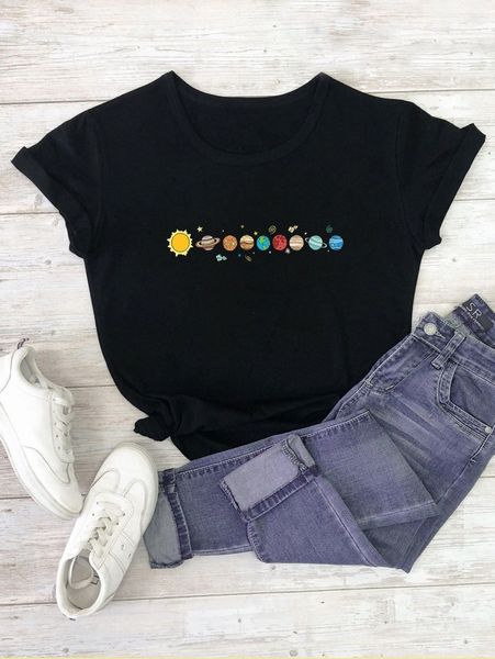 

plus planet print tee j88m#, Black