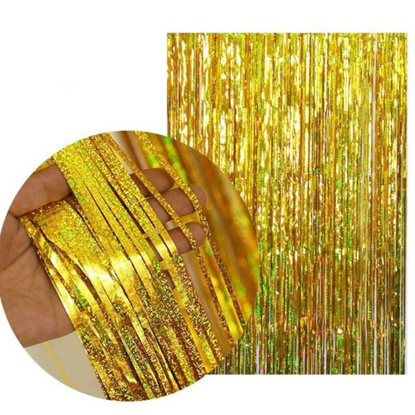 

party decoration 100x100/200cm silver golden wedding room background wall children's birthday christmas rain silk curtain