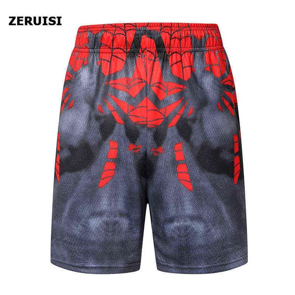 Impressora 3D Homens de verão Calções Causais Plus Size Respirável Beach Marca Roupas Solta Homme Shorts Quick Qry Polyester Calças H1210