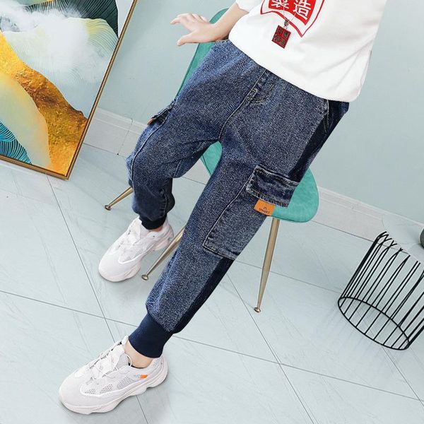 

jeans children for boys clothing autumn winter kids denim pants teenage boy casual trousers loose 4 -15 years, Blue