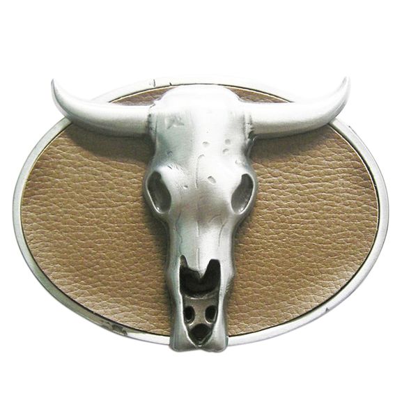 

western rodeo bull belt buckle, Slivery;black