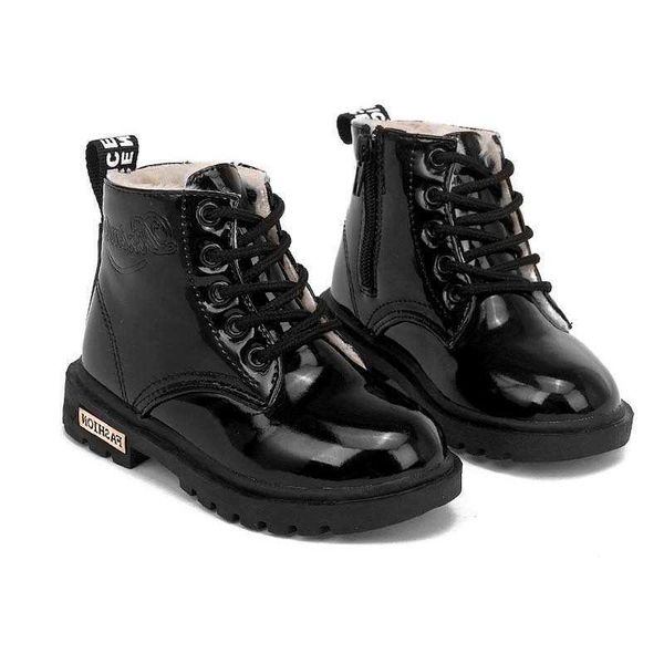 

children's boots boys girls ankle winter kids martin shoes boy short booties waterproof pu child fashion sneakers designer classic luxu, Black
