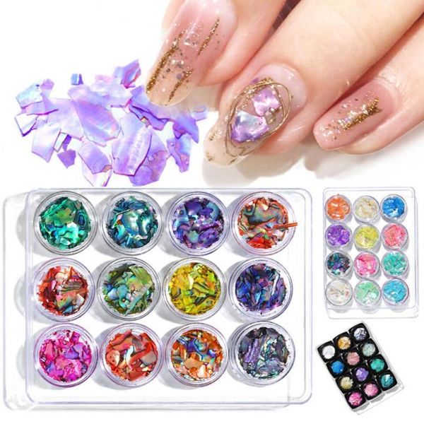 

nail art decorations 70% 12pcs/set pro women shell pieces sequins manicure tools, Silver;gold