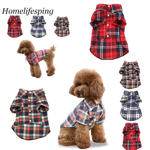 

dog apparel soft cotton short sleeve shirts pet cat clothes puppy kitten clothing plaid t shirt spring summer